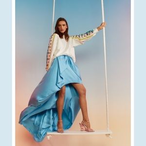 CYNTHIA ROWLEY SILK BOW SKIRT SIZE 4 NEW with tags- Blue